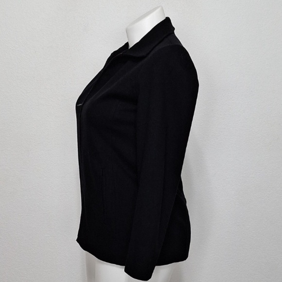 Vintage Leslie Stuart New York Black Minimalist Wool Blend Made in USA Jacket 8P - Picture 8 of 10